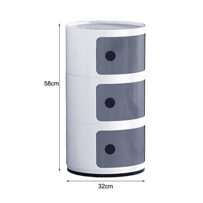 Cylindrical Multi Tiered Bedside Plastic Bedside Storage Drawers Unit Drawer Bedside Chest 58cm H