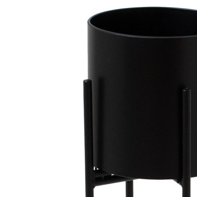 Cylindrical Planter on Frame - Metal - L22 x W22 x H72 cm - Matt Black - 4
