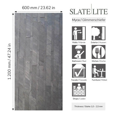 D Black Slate Multi Brick Thin Sheet SAMPLE