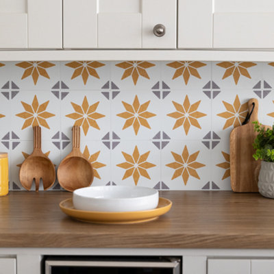 d-c-fix Alia Gold Self-Adhesive Vinyl Wall Tiles 15.25cm(W) 15.25cm(H) 1.2mm(D) Pack of 36 (0.84sqm)