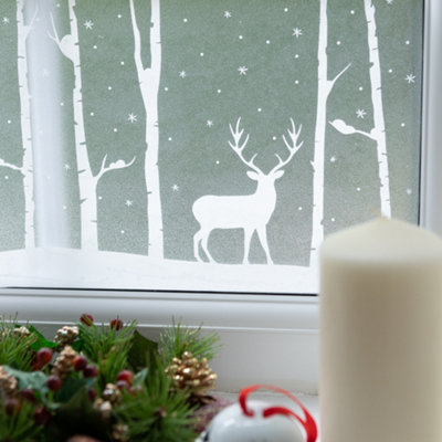 d-c-fix Birch Woods Stags Premium Static Cling Christmas Window Film Border for Décor 1.5m(L) 20cm(W)
