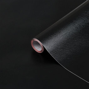 D-c-fix Black Leather Effect (5287) Sticky Back Furniture Wrap Vinyl (W)90cm (L)1m