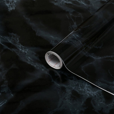 D-C-Fix Black Marble (8075) Self-adhesive Furniture Wrap Vinyl (W)67.5cm (L)1m