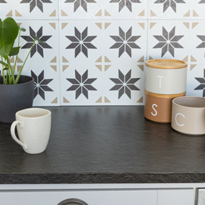 d-c-fix Black Slate Matt Self Adhesive Vinyl Wrap Film for Kitchen Worktops and Furniture 2.1m(L) 90cm(W) - 5