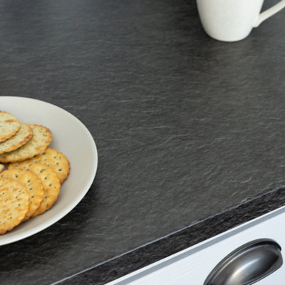d-c-fix Black Slate Matt Self Adhesive Vinyl Wrap Film for Kitchen Worktops and Furniture 2m(L) 67.5cm(W) - 4