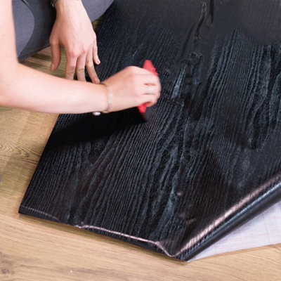 D-c-fix Black Wood Wood (5180) Sticky Back Furniture Wrap (L)15m (W)90cm