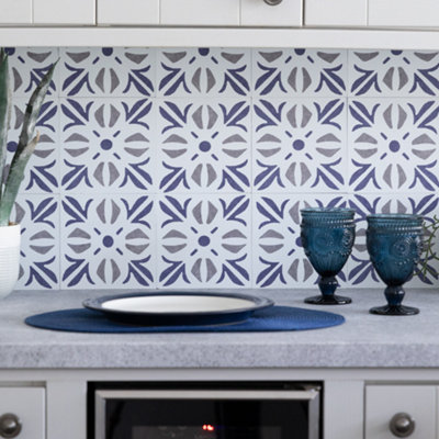 d-c-fix Cubia Blue Self-Adhesive Vinyl Wall Tiles 15.25cm(W) 15.25cm(H) 1.2mm(D) Pack of 36 (0.84sqm)
