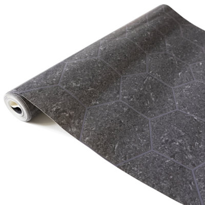 d-c-fix Dark Hexagon 3D Splashback Wallpaper for Kitchen and Bathroom 4m(L) 67.5cm(W)