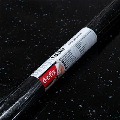 D-C-Fix Gloss Black Granite (8297) Self-adhesive Furniture Wrap Vinyl (W)67.5cm (L)1m