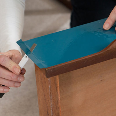 D-c-fix Gloss Petrol (8168) RAL 5009 Sticky Back Furniture Wrap (L)200cm (W)67.5cm - 4