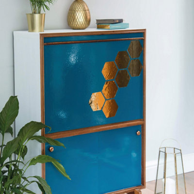 D-c-fix Gloss Petrol (8168) RAL 5009 Sticky Back Furniture Wrap (L)200cm (W)67.5cm - 7