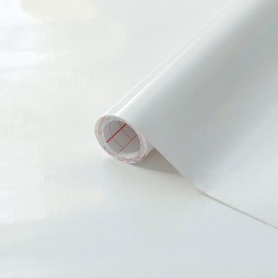D-c-fix Gloss White (0011) RAL 9016 Sticky Back Furniture Wrap (L)200cm (W)45cm