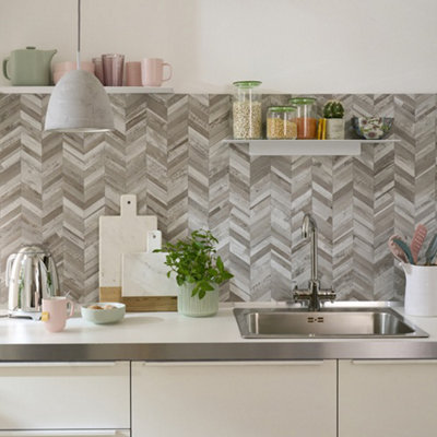 d-c-fix Herringbone Premium Self Adhesive Composite Wall Tile 29.6cm(W) 25.3cm(H) 0.3cm(D) pack 10 (0.75sqm)