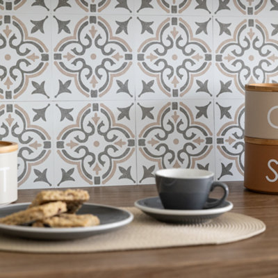 d-c-fix Jamila Natural Self-Adhesive Vinyl Wall Tiles 15.25cm(W) 15.25cm(H) 1.2mm(D) Pack of 36 (0.84sqm)