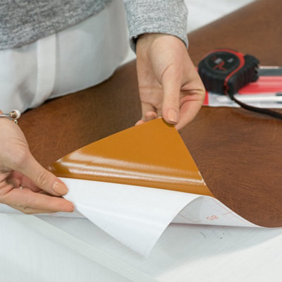 d-c-fix Leather Effect Brown Self Adhesive Vinyl Wrap Film for Furniture and Decoration 1m(L) 90cm(W) - 3