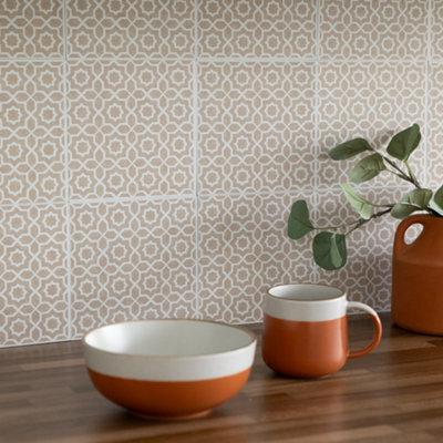 d-c-fix Lina Beige Self-Adhesive Vinyl Wall Tiles 15.25cm(W) 15.25cm(H) 1.2mm(D) Pack of 36 (0.84sqm)