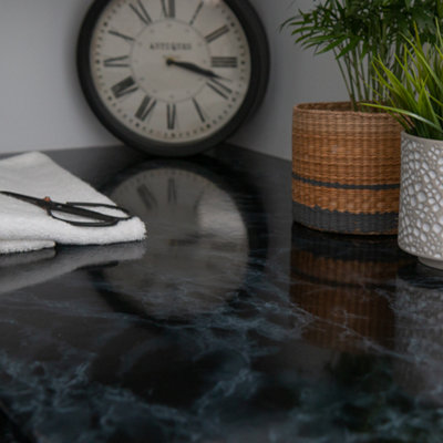 d-c-fix Marble Black Self Adhesive Vinyl Wrap Film for Kitchen Worktops and Furniture 2m(L) 67.5cm(W) - 5