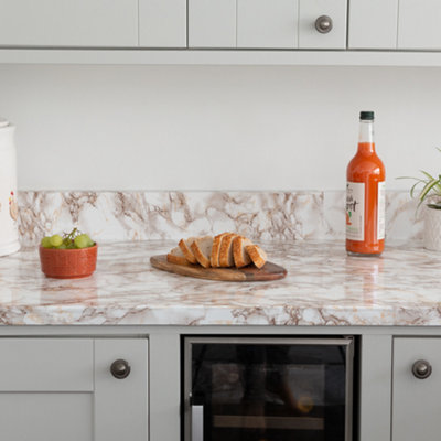 d-c-fix Marble Cortes Brown Self Adhesive Vinyl Wrap Film for Kitchen Worktops and Furniture 15m(L) 90cm(W) - 3