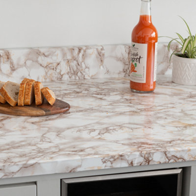 d-c-fix Marble Cortes Brown Self Adhesive Vinyl Wrap Film for Kitchen Worktops and Furniture 15m(L) 90cm(W) - 4