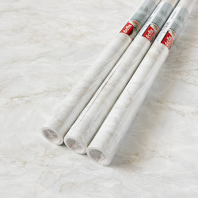 d-c-fix Marble Cortes Gold Self Adhesive Vinyl Wrap Film for Kitchen Worktops and Furniture 2m(L) 67.5cm(W) pack of 3 rolls