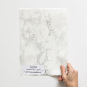 d-c-fix Marble Cortes Silver Self Adhesive Vinyl Wrap Film for Kitchen Doors and Worktops A4 Sample 297mm(L) 210mm(W)