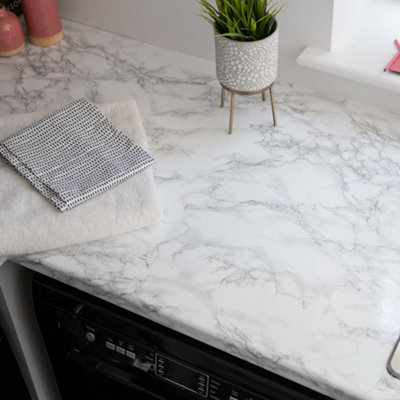 d-c-fix Marble Grey Self Adhesive Vinyl Wrap Film for Kitchen Doors and Worktops A4 Sample 297mm(L) 210mm(W)