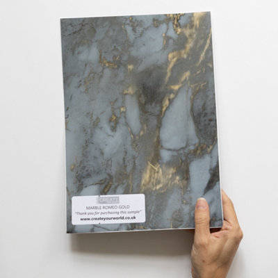 d-c-fix Marble Romeo Gold Self Adhesive Vinyl Wrap Film for Kitchen Doors and Worktops A4 Sample 297mm(L) 210mm(W)