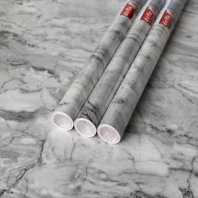 d-c-fix Marble Romeo Grey Self Adhesive Vinyl Wrap Film for Kitchen Worktops and Furniture 2m(L) 67.5cm(W) pack of 3 rolls
