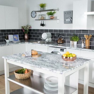 d-c-fix Marble White Self Adhesive Vinyl Wrap Film for Kitchen Worktops and Furniture 5m(L) 67.5cm(W)