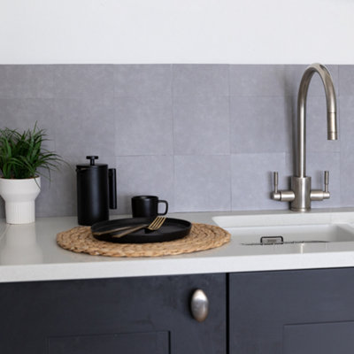 d-c-fix Micro Cement Dark Grey Self-Adhesive Vinyl Wall Tiles 15.25cm(W) 15.25cm(H) 1.2mm(D) Pack of 6 (0.14sqm)