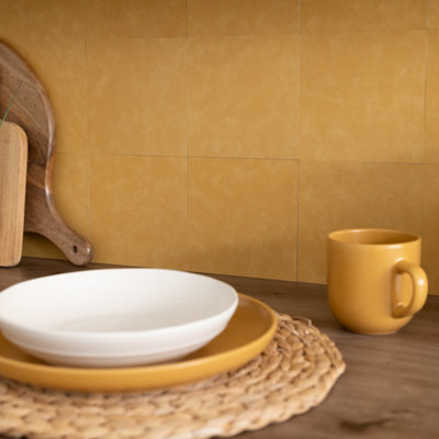 d-c-fix Micro Cement Gold Self-Adhesive Vinyl Wall Tiles 15.25cm(W) 15.25cm(H) 1.2mm(D) Pack of 6 (0.14sqm)
