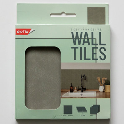 d-c-fix Micro Cement Olive Green 15.25 x 15.25cm Self-adhesive Vinyl Wall Tiles Pack 6
