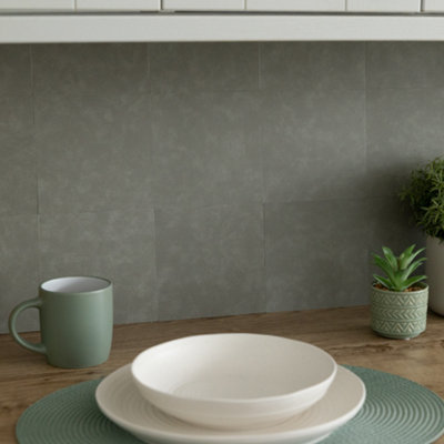 d-c-fix Micro Cement Olive Green 15.25 x 15.25cm Self-adhesive Vinyl Wall Tiles Pack 6