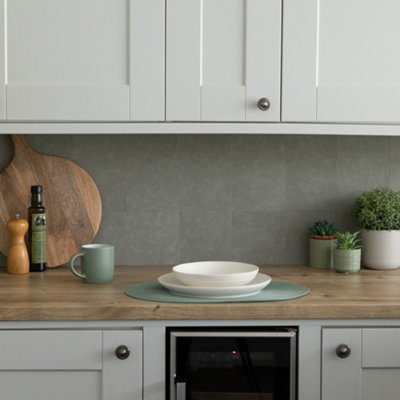 d-c-fix Micro Cement Olive Green 15.25 x 15.25cm Self-adhesive Vinyl Wall Tiles Pack 6