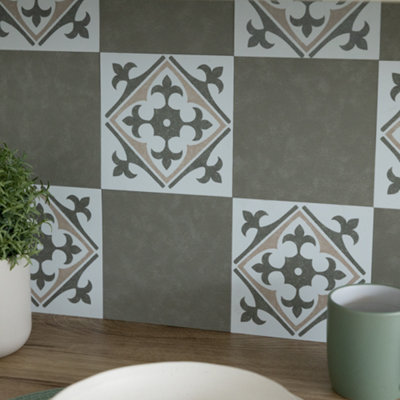 d-c-fix Micro Cement Olive Green 15.25 x 15.25cm Self-adhesive Vinyl Wall Tiles Pack 6