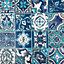 d-c-fix Moroccan Tile Riasan Blue 3D Splashback Wallpaper for Kitchen and Bathroom 4m(L) 67.5cm(W)