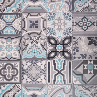 d-c-fix Moroccan Tile Simenta Grey 3D Splashback Wallpaper for Kitchen and Bathroom 4m(L) 67.5cm(W)