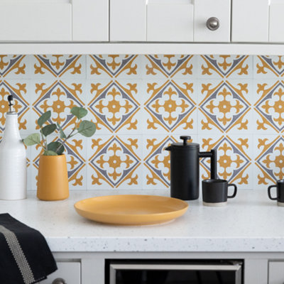 d-c-fix Nadia Gold Self-Adhesive Vinyl Wall Tiles 15.25cm(W) 15.25cm(H) 1.2mm(D) Pack of 36 (0.84sqm)