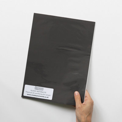 d-c-fix Plain Glossy Anthracite Self Adhesive Vinyl Wrap Film for Kitchen Doors and Furniture A4 Sample 297mm(L) 210mm(W)