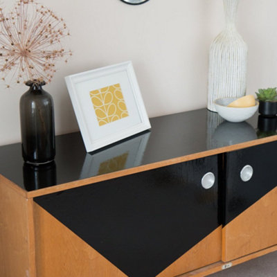 d-c-fix Plain Glossy Black Self Adhesive Vinyl Wrap Film for Kitchen Doors and Furniture 1m(L) 45cm(W) - 5