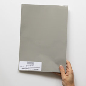 d-c-fix Plain Glossy Grey Self Adhesive Vinyl Wrap Film for Kitchen Doors and Furniture A4 Sample 297mm(L) 210mm(W)