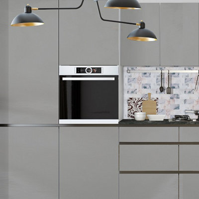 d-c-fix Plain Glossy Grey Self Adhesive Vinyl Wrap Film for Kitchen Doors and Furniture A4 Sample 297mm(L) 210mm(W)