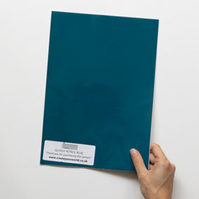 d-c-fix Plain Glossy Petrol Blue Self Adhesive Vinyl Wrap Film for Kitchen Doors and Furniture A4 Sample 297mm(L) 210mm(W)