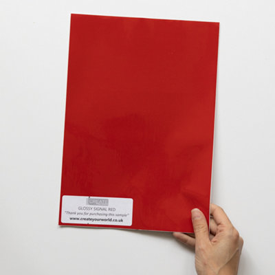 dcfix Plain Glossy Red Self Adhesive Vinyl Wrap Film for Kitchen Doors and Furniture A4 Sample