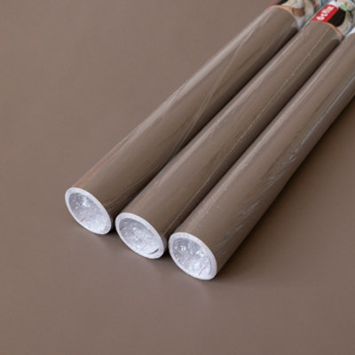 d-c-fix Plain Matt Teak Brown Self Adhesive Vinyl Wrap Film for Kitchen Doors and Furniture 2m(L) 67.5cm(W) pack of 3 rolls