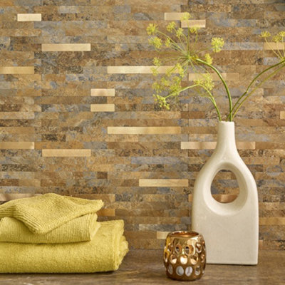 d-c-fix Slate Copper Premium Self Adhesive Composite Wall Tile 29.2cm(W) 29.7cm(H) 0.3cm(D) pack 10 (0.87sqm)