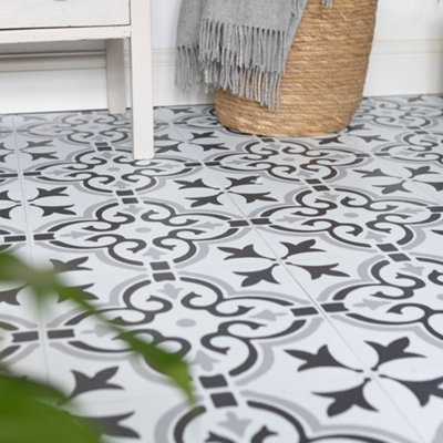d-c-fix Stencil Motif Grey Self Adhesive Vinyl Floor Tiles Pack of 11 (1sqm) - 4