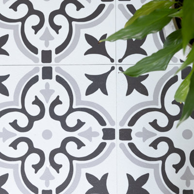 d-c-fix Stencil Motif Grey Self Adhesive Vinyl Floor Tiles Pack of 11 (1sqm) - 5