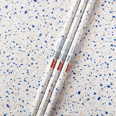 d-c-fix Stone Terrazzo Blue Self Adhesive Vinyl Wrap Film for Kitchen Worktops and Furniture 2m(L) 67.5cm(W) pack of 3 rolls