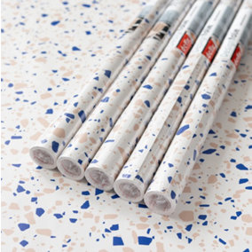 d-c-fix Stone Terrazzo Blue Self Adhesive Vinyl Wrap Film for Kitchen Worktops and Furniture 2m(L) 67.5cm(W) pack of 5 rolls